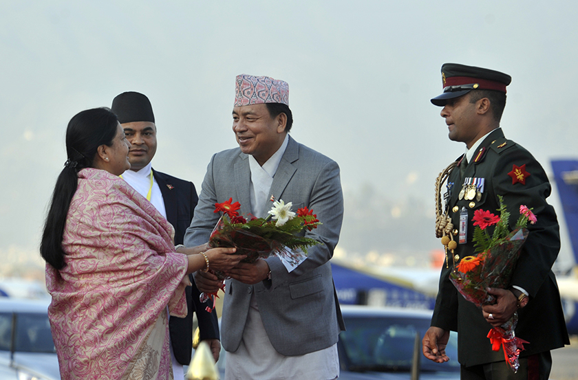 President Bhandari leaves for UAE (Photo feature)